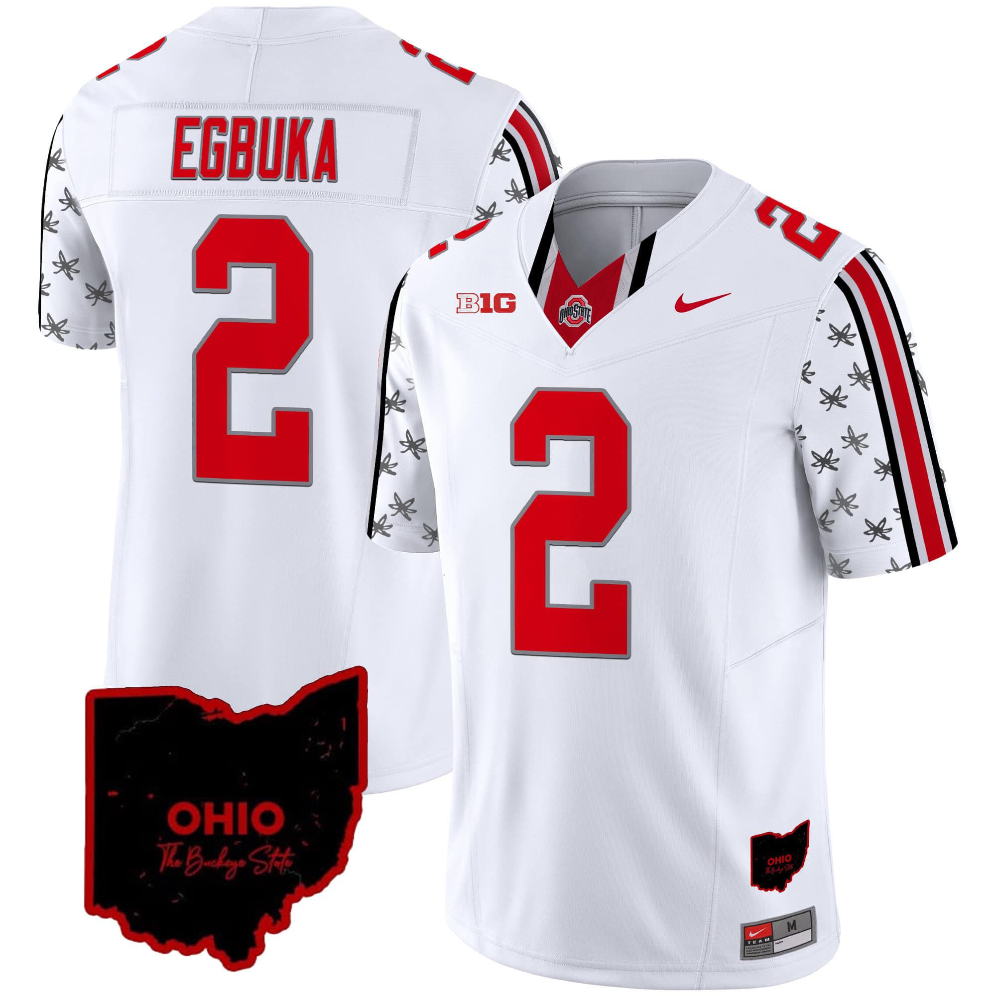Men Ohio State Buckeyes #2 Egbuka White 2024 Nike Home Patch Vapor Limited NCAA Jersey
